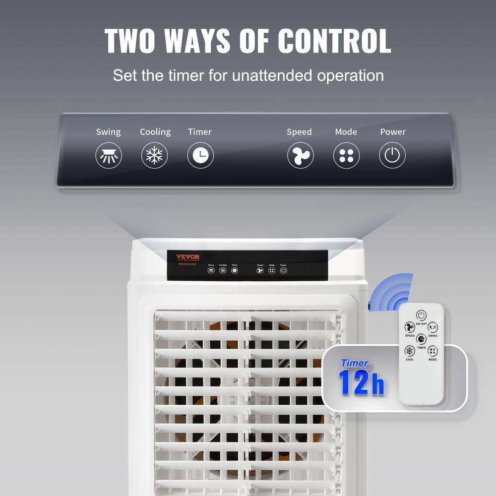 VEVOR 3100 CFM White Portable Evaporative Air Cooler with Remote Control