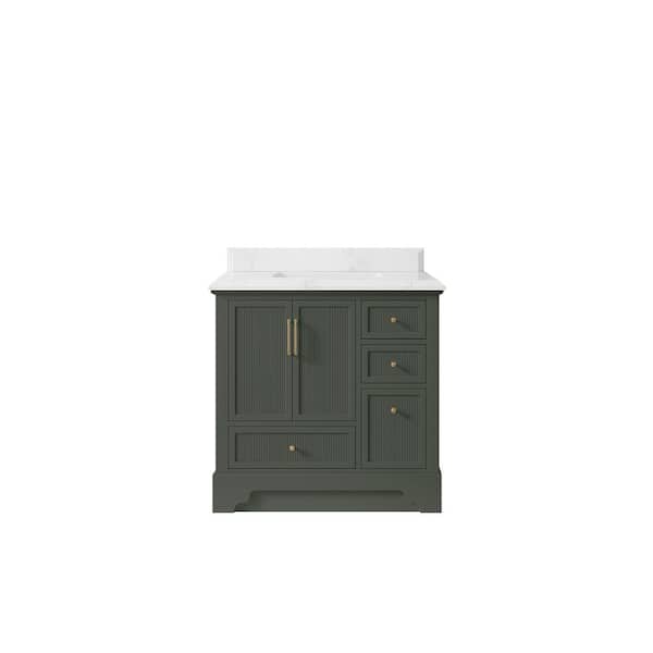 Willow Collections Alys 36 in. W x 22 in. D x 36 in. H Single Sink Bath Vanity Center in Pewter Green with 1.5 in. Empira Qt. Top