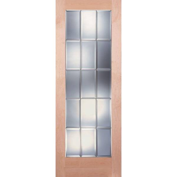 Feather River Doors 32 in. x 80 in. 15 Lite Unfinished Maple Clear Bevel Zinc Woodgrain Interior Door Slab