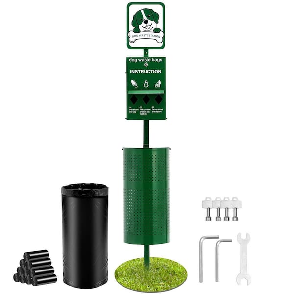 Dog Waste Station, Commercial Grade, 11.5 Gal. Pet Waste Bin w/ 50 Can Liners, Bag Dispenser and 600 Waste Bags, Outdoor