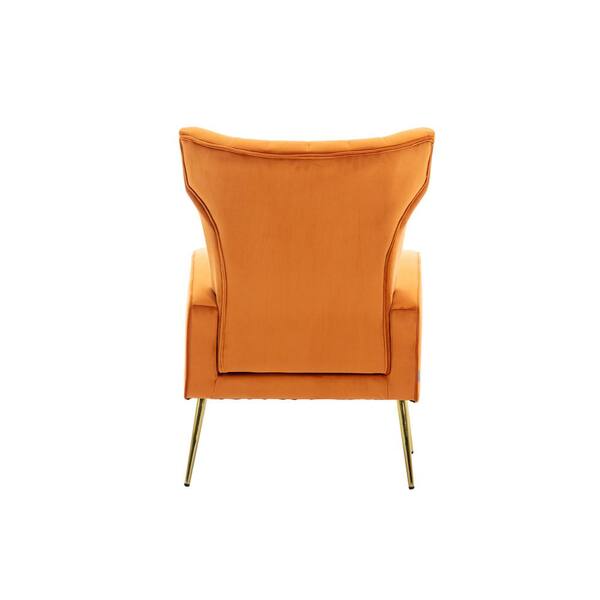 orange leather wingback chair