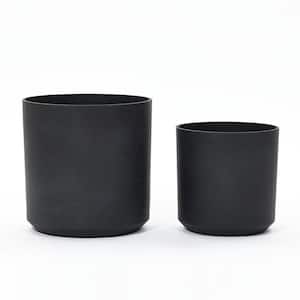 13.62 in. W x 13.98 in. H Gate Black Round Plastic Tropical Planters Set (2-Piece)