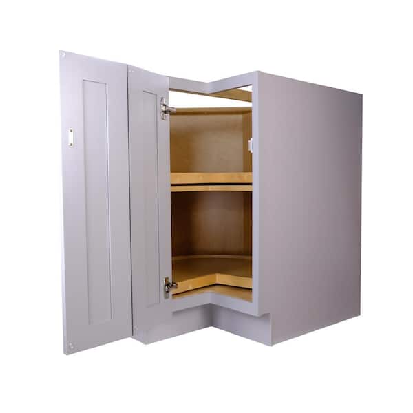 Bremen Cabinetry Bremen 33 in. W x 24 in. D x 34.5 in. H Gray Plywood Assembled Lazy Susan Base Kitchen Cabinet with Soft Close