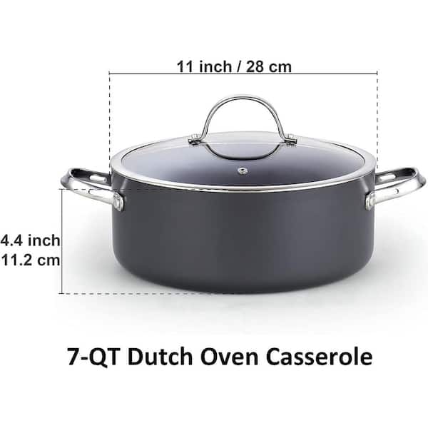 Cooks Standard 7 Quart Hard Anodized Nonstick Dutch Oven Casserole Stockpot with Lid Black