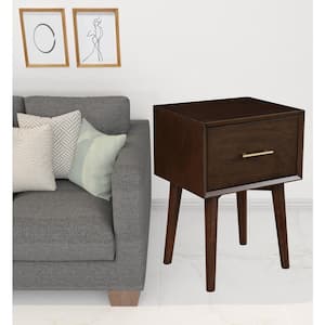 Charlie 18 in. Brown Rectangle Wood End Table with Drawers