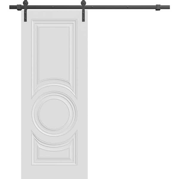 7801 30 in. x 80 in. Sold Core White Color Wood Sliding Barn Door with Hardware Kit