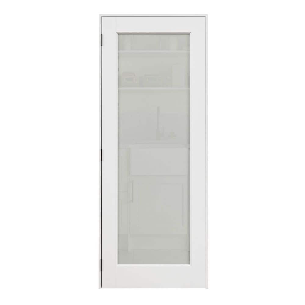 28 in. x 80 in. Right-Handed 1-Lite Frosted Glass White Solid Core Glass Assembly Required Interior Single Prehung Door price history on PriceWatchPro
