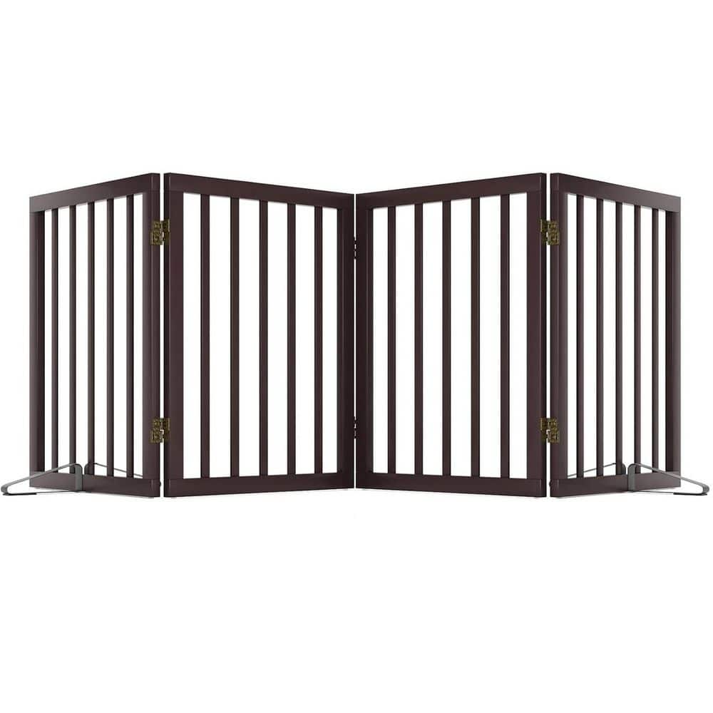 Freestanding Foldable Wooden Dog Gate 4 Panel Pet Barrier Extra Wide 24in Height with 2 Support Feet for Indoor Use price history on PriceWatchPro