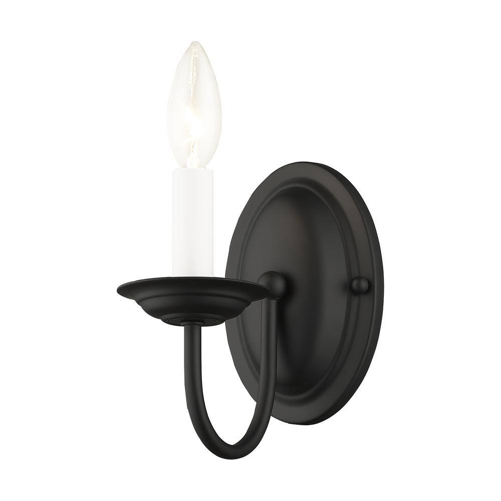 Sleek Black Dimmable Vanity Wall Sconce, Direct Wired, 7" Height