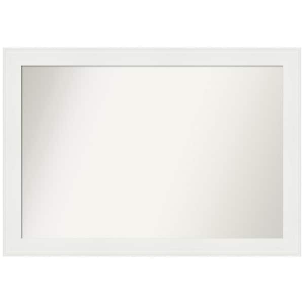 Amanti Art Vanity White Narrow 33.5 in. x 23.5 in. Custom Non-Beveled Recycled Polystyrene Framed Bathroom Vanity Wall Mirror