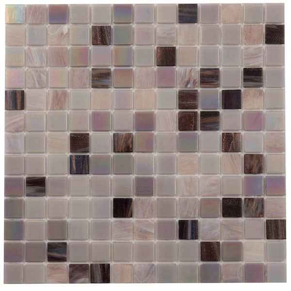 Mingles 12 in. x 12 in. Glossy Crepe Pink Glass Mosaic Wall and Floor Tile (20 sq. ft./case) (20-pack)