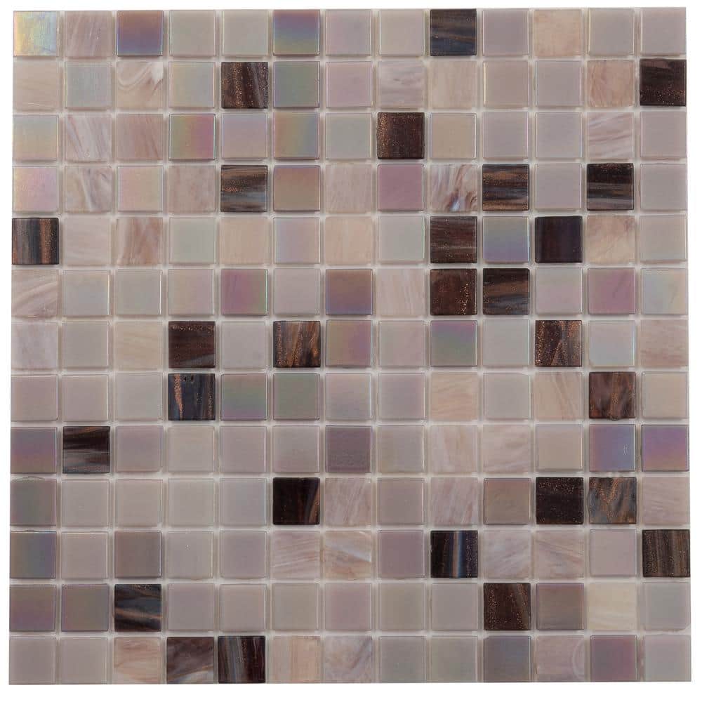 "Mingles 4"" x 6"" Glossy Crepe Pink Glass Mosaic Uniform square Wall and Floor Sample Tile (0.13 sq. ft./Piece) (1-Pack)" price history on PriceWatchPro