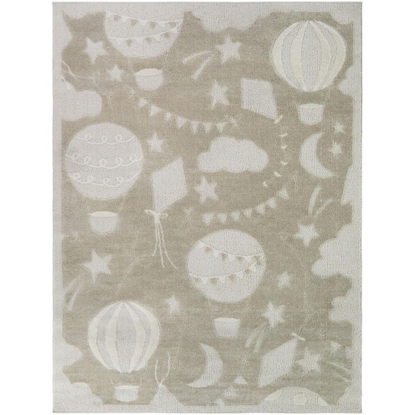 Oskar Cream 5 ft. x 7 ft. Youth Explore Area Rug