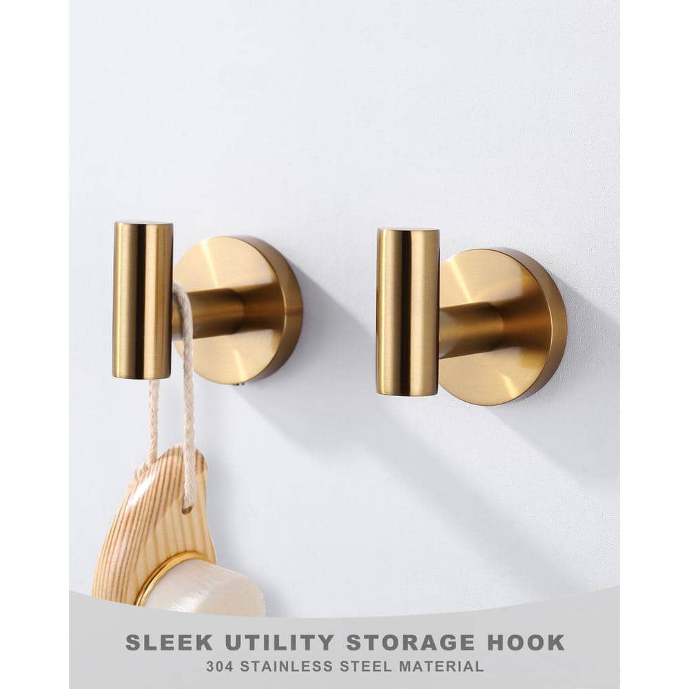 Brushed Gold Stainless Steel Wall Mounted J-Hook Set