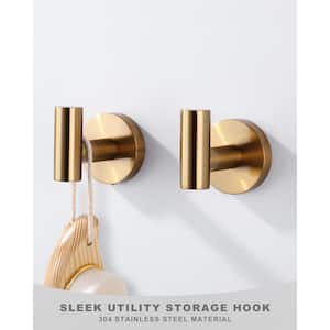 Stainless Steel J-Hook Robe/Towel Hook in Gold 2-Pack