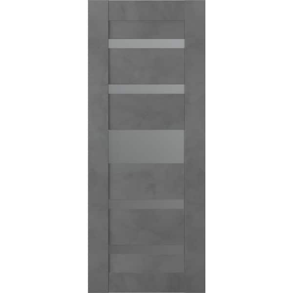 Belldinni Vona 07-05 36 in. x 80 in. No Bore Solid Core 5 Lite Frosted Glass Dark Urban Finished Wood Composite Interior Door Slab