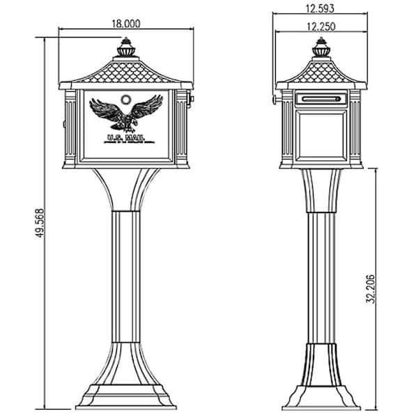 Pedestal All-in-One, Large, Aluminum, Locking, Mailbox & Post Combo, Black Pedestal All-in-One, Large, Aluminum, Locking, Mailbox & Post Combo, Black