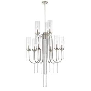 Siena 9-Light Brushed Nickel Indoor Shaded Chandelier with Clear Glass Shade with No Bulb Included