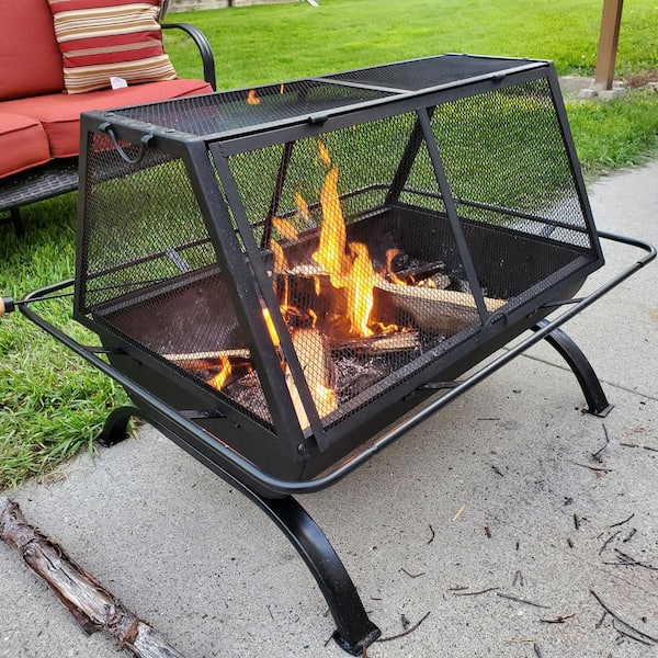 Sunnydaze Decor Northland 36 in. x 27 in. Rectangle Steel Wood Burning Fire  Pit with Cooking Grill NB-NW201 - The Home Depot