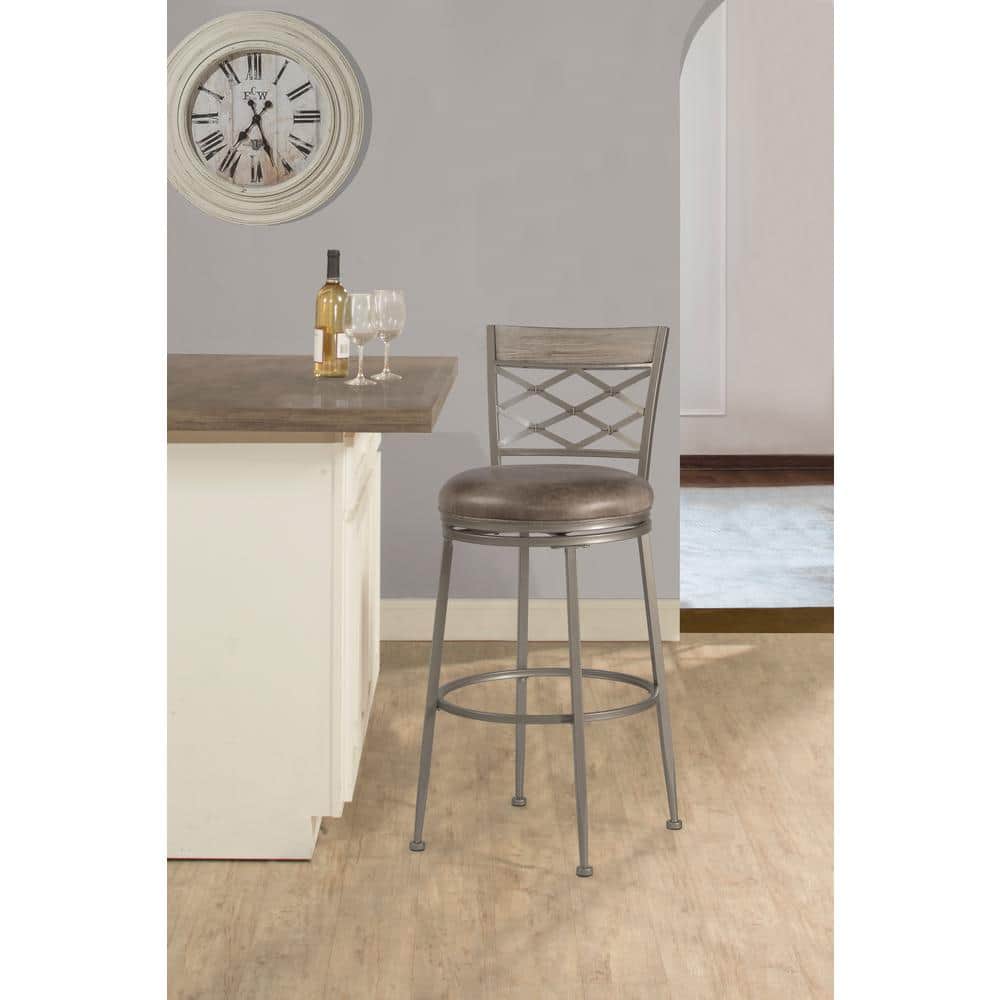 Hutchinson Gray Wood and Metal Swivel Counter Stool