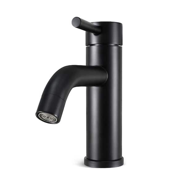 plumb tech Fits right, always tight, safe & durable. Single Handle Single Hole without Deckplate Basin Bathroom Faucet in Matte Black