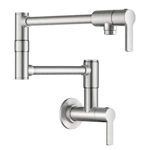 Oletto Wall Mount Pot Filler Kitchen Faucet with Retractable Arm in Spot-Free Stainless Steel