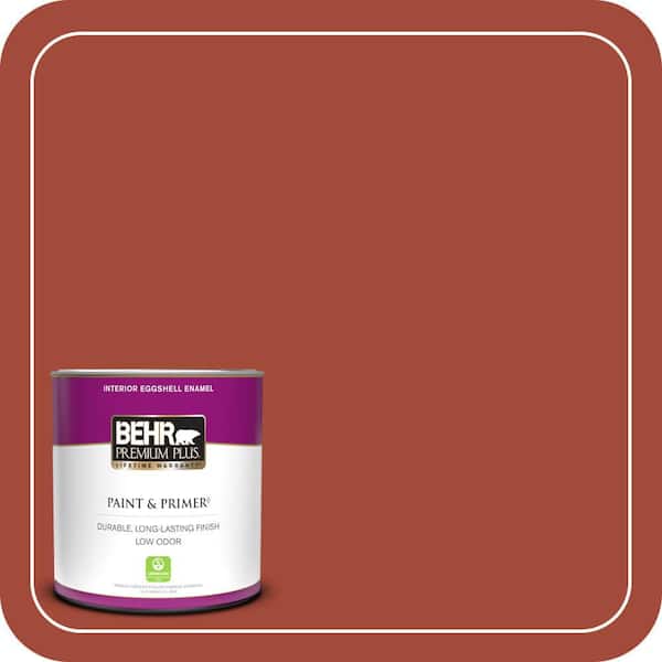 BEHR PREMIUM PLUS 1 qt. #200D-7 Rodeo Red Eggshell Enamel Low Odor Interior Paint & Primer