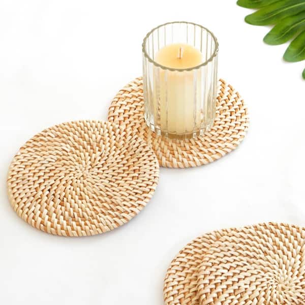 African Handmade woven round rattan placemats Set Of 6
