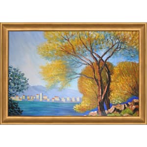 Antibes, View of Salis by Claude Monet Muted Gold Glow Framed Nature Oil Painting Art Print 36 in. x 40 in.