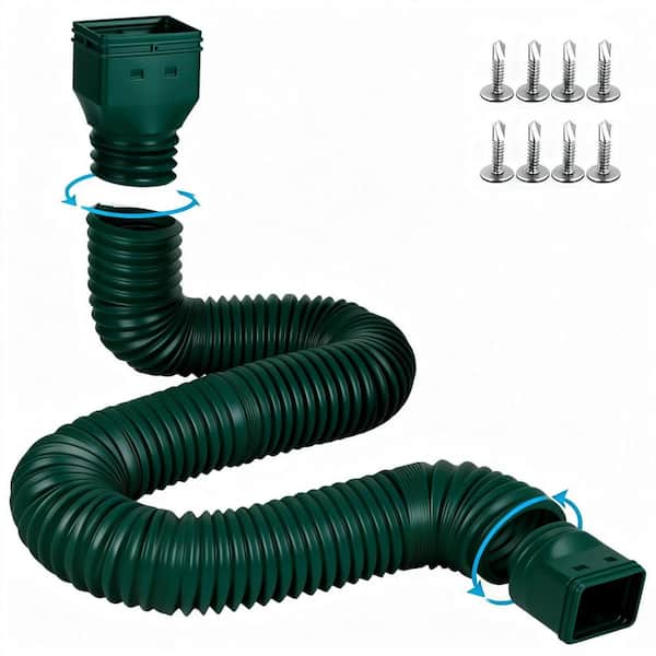 16.5 ft Flexible Gutter Downspout Extension 4 in Drain Spout Extender Extendable for Rainwater Drainage