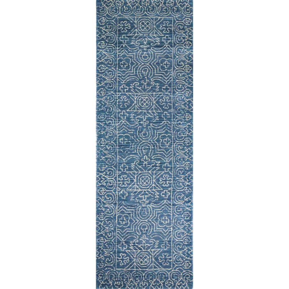 Venezia Azure 3 ft. x 8 ft. (2 ft. 6 in. x 8 ft.) Geometric Contemporary Ru