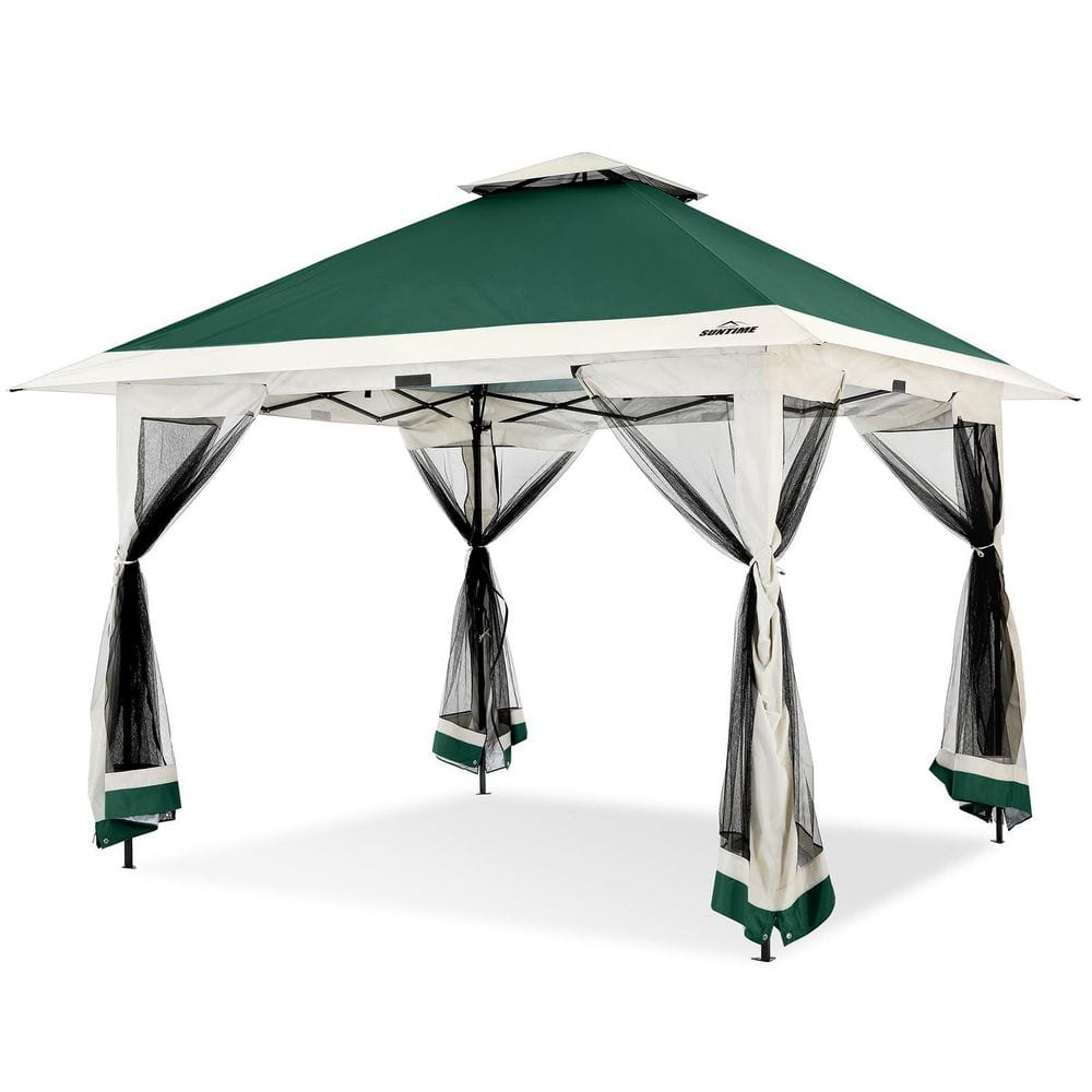 12 ft. x 12 ft. Green Instant Pop Up Gazebo Canopy Tent Shelter with Zipper