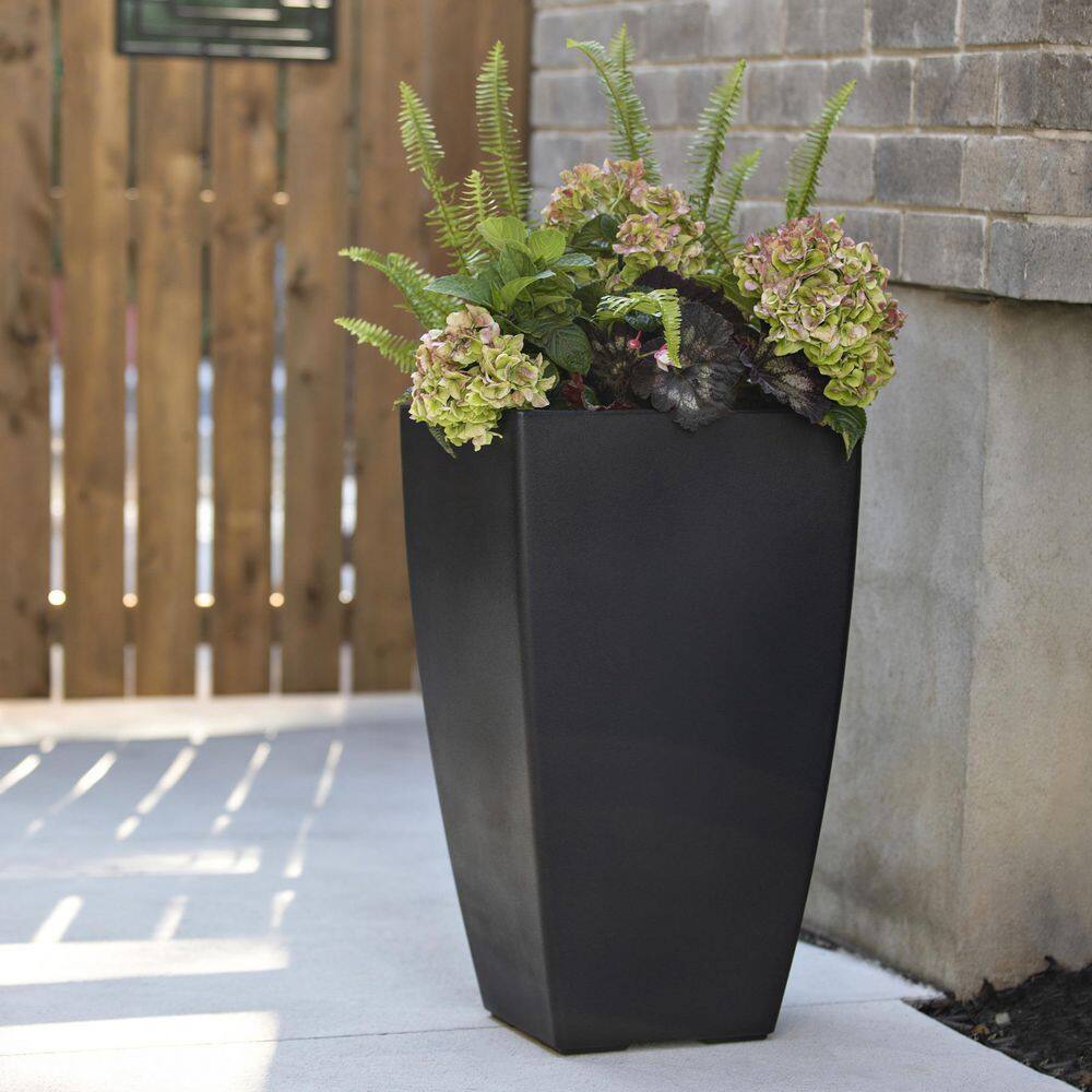 Mayne Kobi 26" Tall Black Polyethylene Outdoor Planter