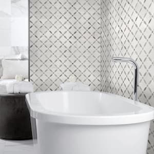 Bianco Dolomite Lola 10 in. x 10 in. Polished Mesh-Mounted Marble Mosaic Floor and Wall Tile (7.3 sq. ft./Case)