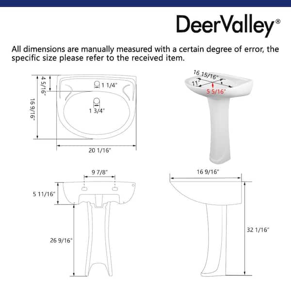DEERVALLEY 20 in. W x 16.5 in. D U-Shape Design Vitreous