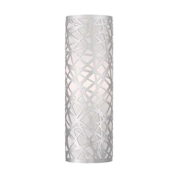 AVIANCE LIGHTING Vadnerhaven 5 in. 1-Light Polished Chrome ADA Wall Sconce with Off-White Fabric Shade Inside