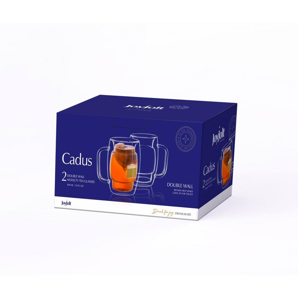 Cadus 10-Ounce Double Wall Glass Coffee and Tea Mugs Set