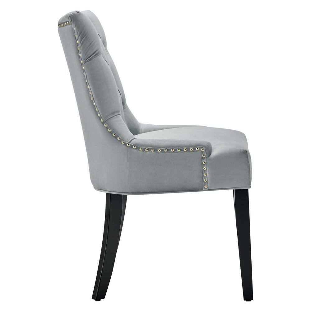 Light Gray Velvet Upholstered Parsons Side Chair with Wood Frame