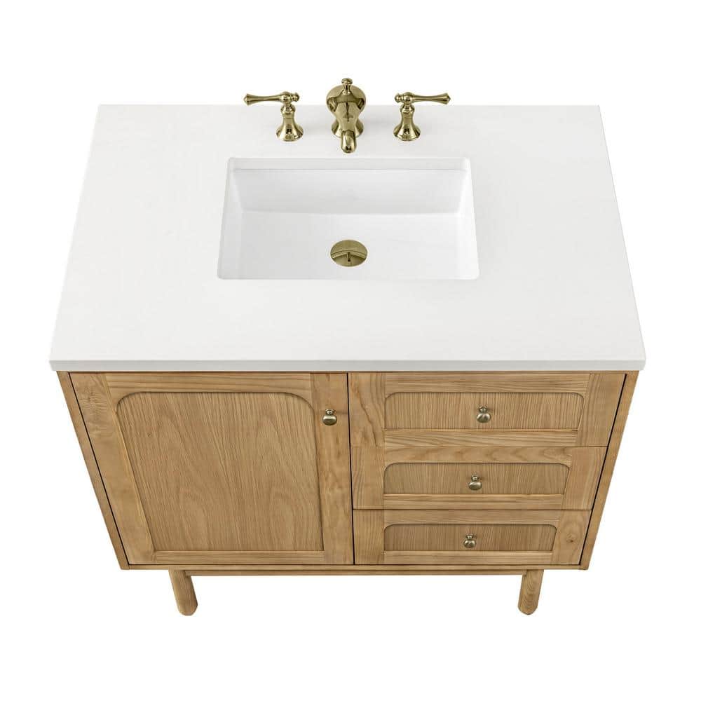 Laurent 36'' Light Natural Oak Single Vanity with Quartz Top