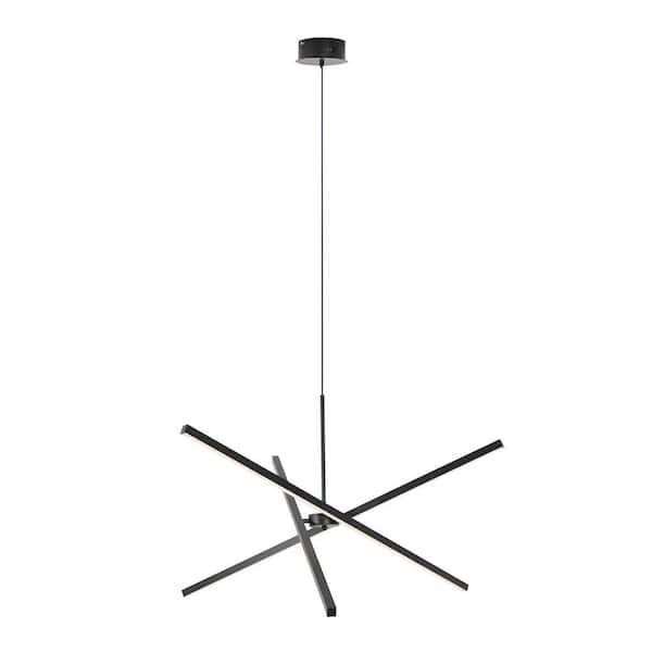 UMEILUCE 40-Watt Integrated LED Black Sputnik Chandelier for Living Room Dining Room 3-Light Remote Dimmable Hanging Lamp