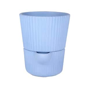 6 in. Dia x 7 in. H Flutted Tapered Composite Self Watering Pot in Blue