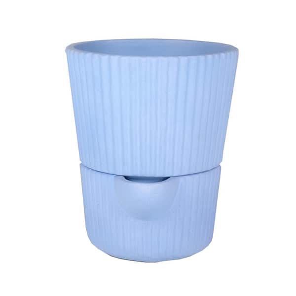 MPG 6 in. Dia x 7 in. H Flutted Tapered Composite Self Watering Pot in Blue
