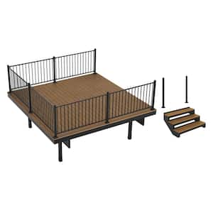 Infinity IS Freestanding 12 ft. x 12 ft. Oasis Palm Brown Composite Deck 3 Step Stair Kit with Steel Frame & Steel Rail