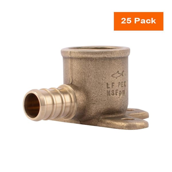 SharkBite 1/2 in. PEX Barb x 1/2 in. FNPT Brass 90-Degree Drop-Ear Elbow Fitting (25-Bag)