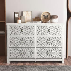 Avaro 6 Drawer Dusty Gray Oak Dresser (31.7 in. H x 45.4 in. W x 16.1 in. D)