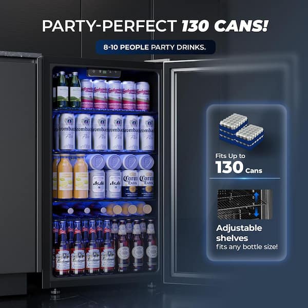 SIMZLIFE 17.3 in. Single Zone-130 Can Freestanding Beverage and