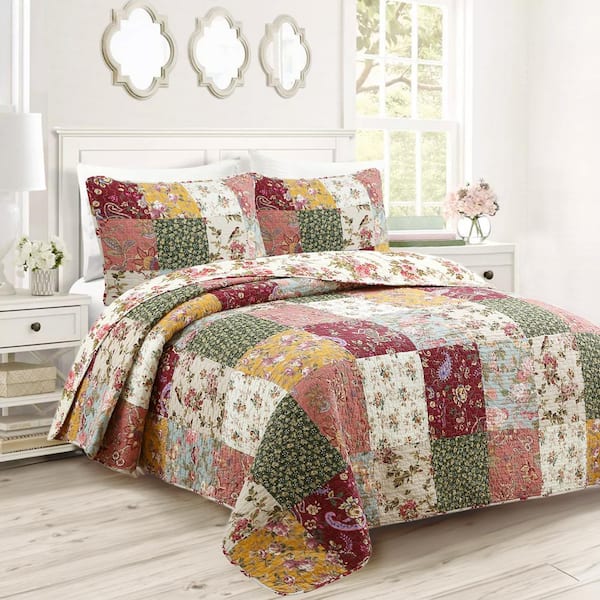 Reversible Striped Farmhouse Floral hot King Quilt