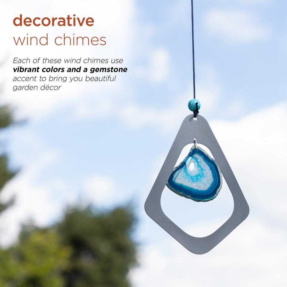 39" Gray Aluminum Wind Chime with Blue Gemstone