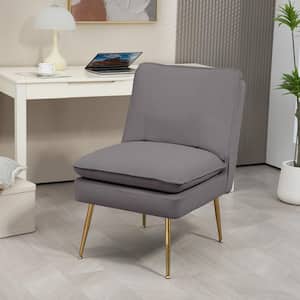 Grey 1-Piece Armless Upholstered Leisure Tight Back Accent Side Chair with Cushion