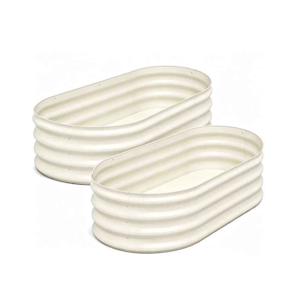 2-Pack 6x3x2ft Galvanized Raised Garden Bed Kit, Oval Metal Planter Boxes, Rust-Resistant Deep Root Planters-Beige price history on PriceWatchPro